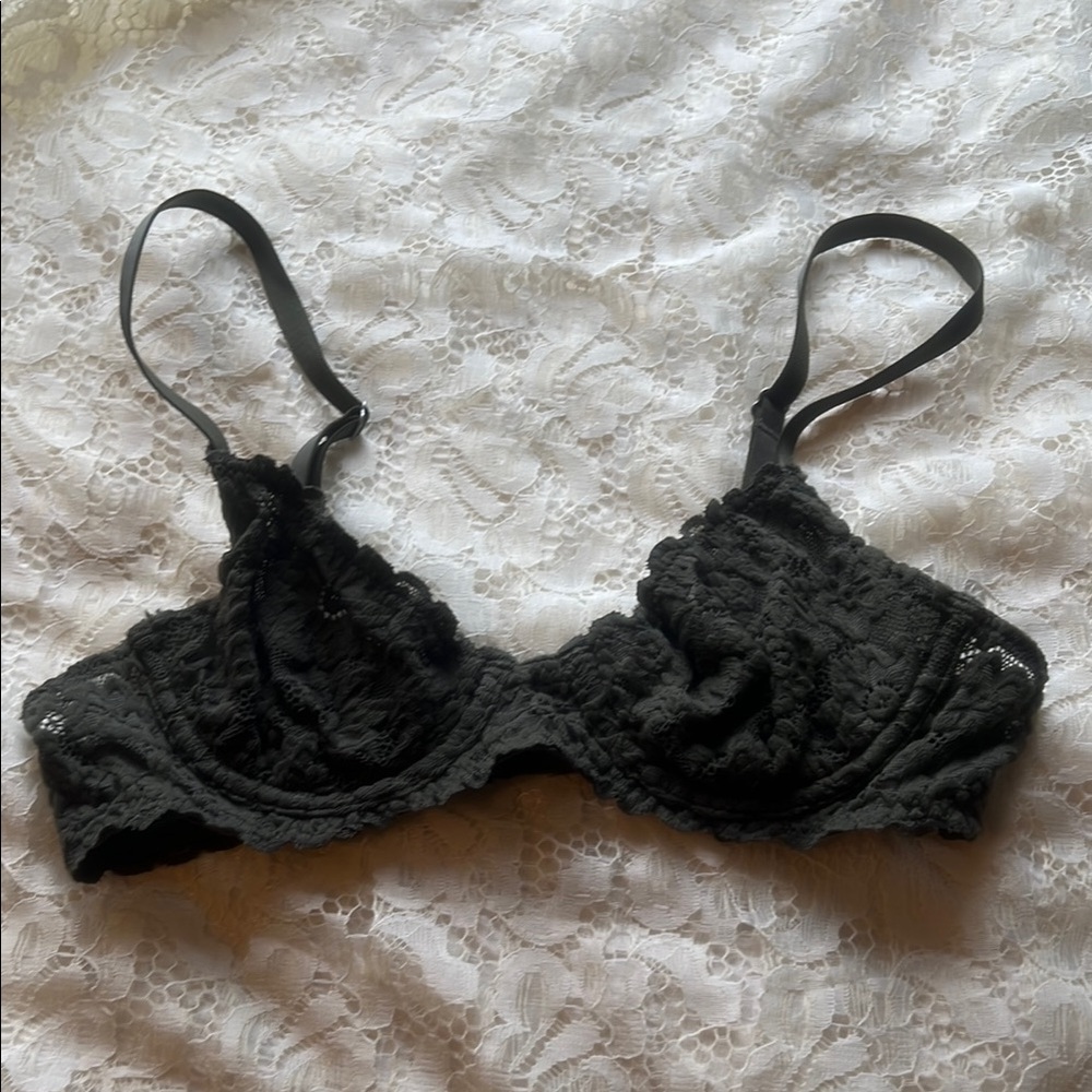 Deep Green Floral Lace Bra